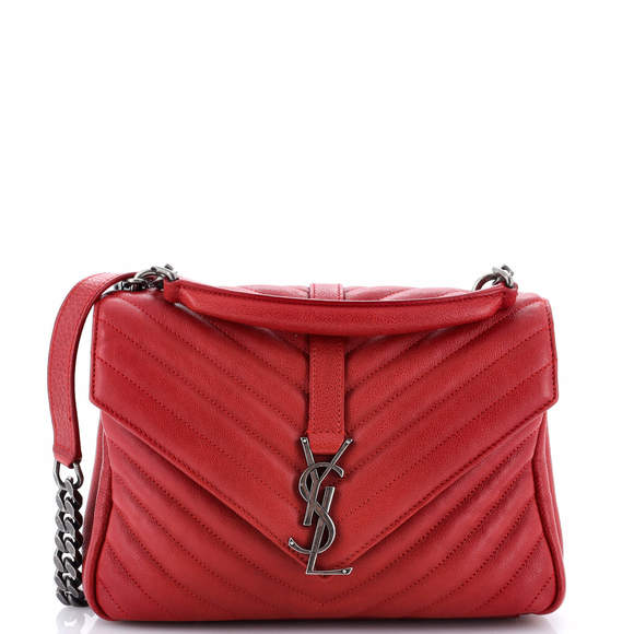 Saint Laurent Medium Classic Monogram College Bag Matelasse Chevron Leather - Picture 1 of 5